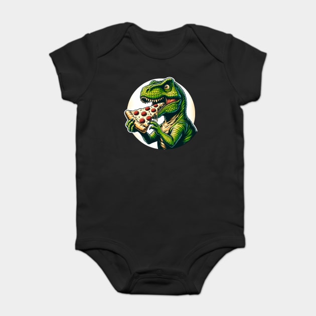 Funny Pizza T rex Dinosaur, Pizza Lover Baby Bodysuit by logiamerch